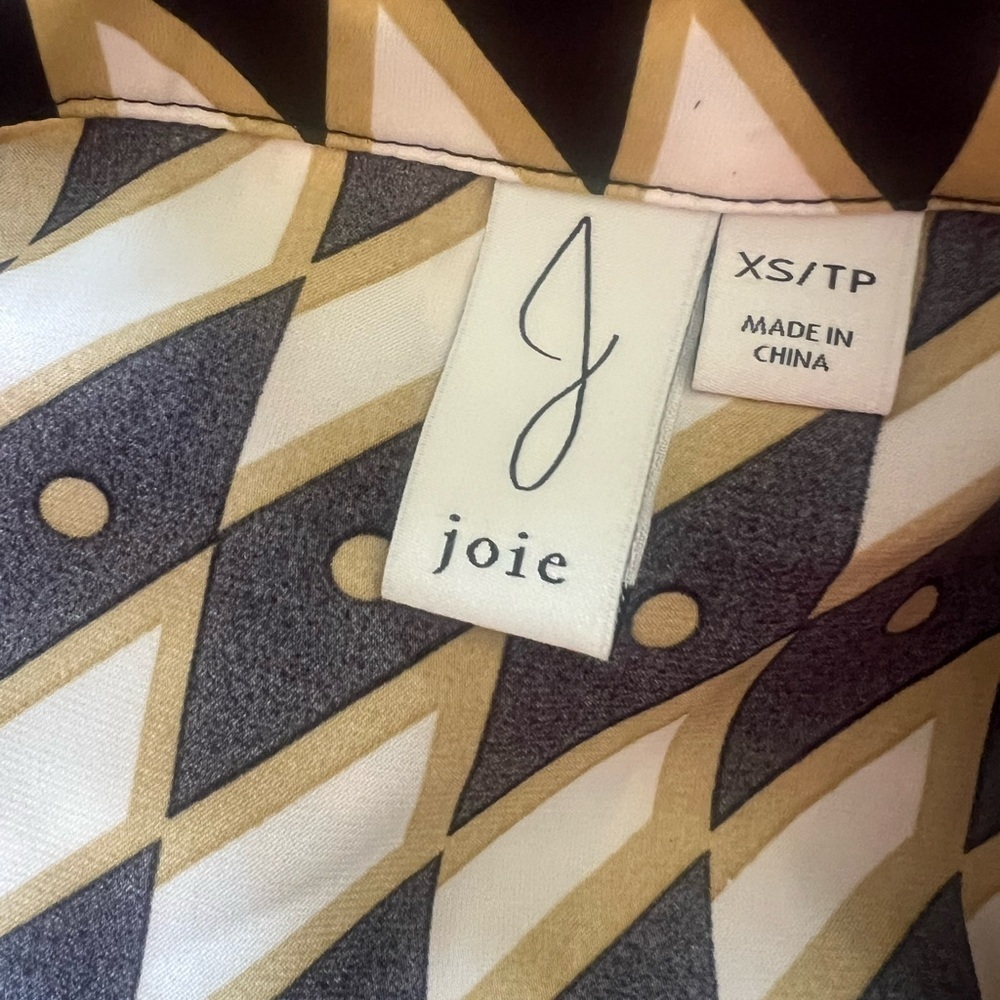 Joie ladies, pullover, long sleeve blouse XS, oversized, gold, black, and cream - Picture 7 of 13